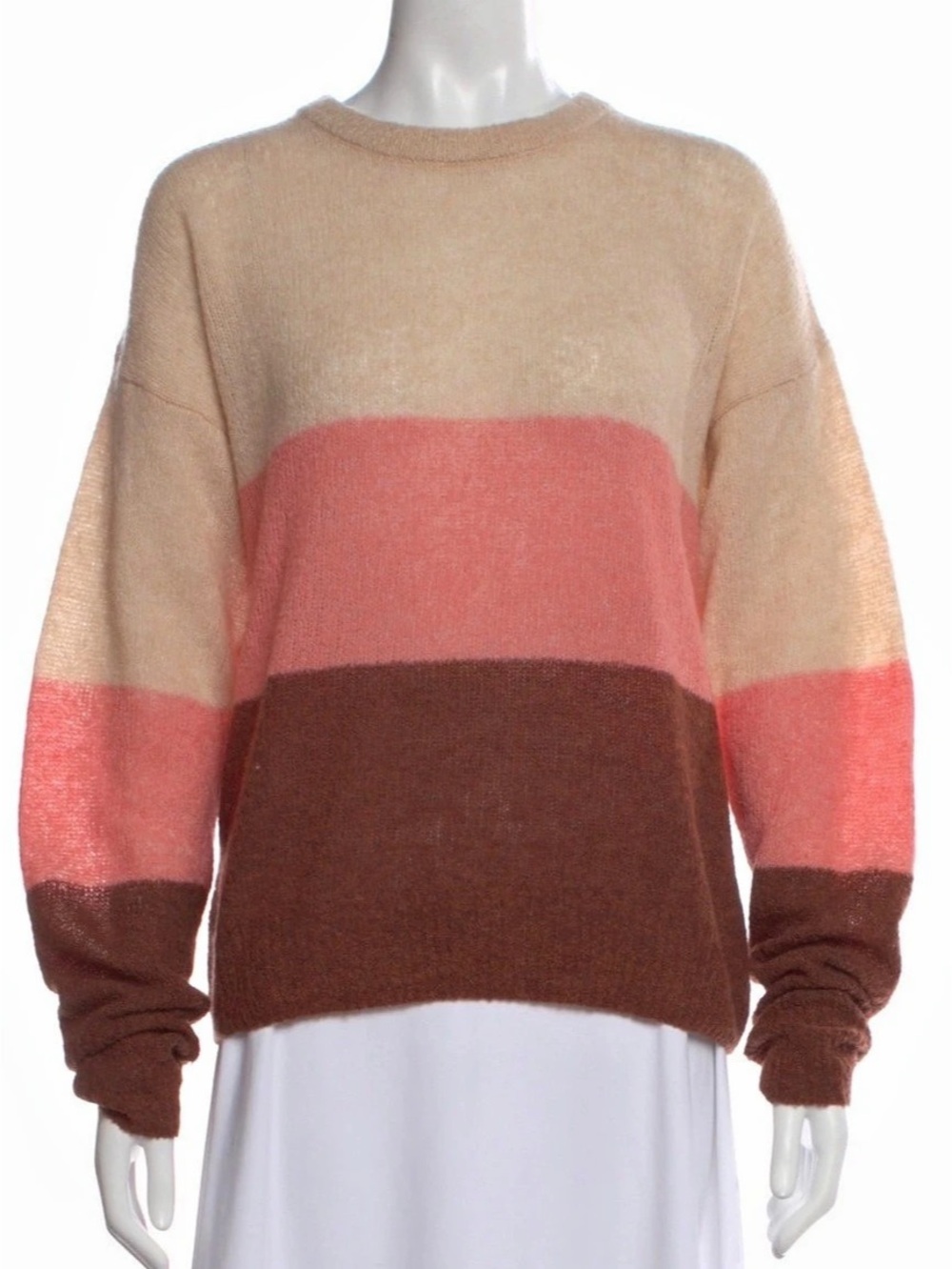 Joie Morgen Colorblock Striped Crewneck Sweater size Medium preppy luxury